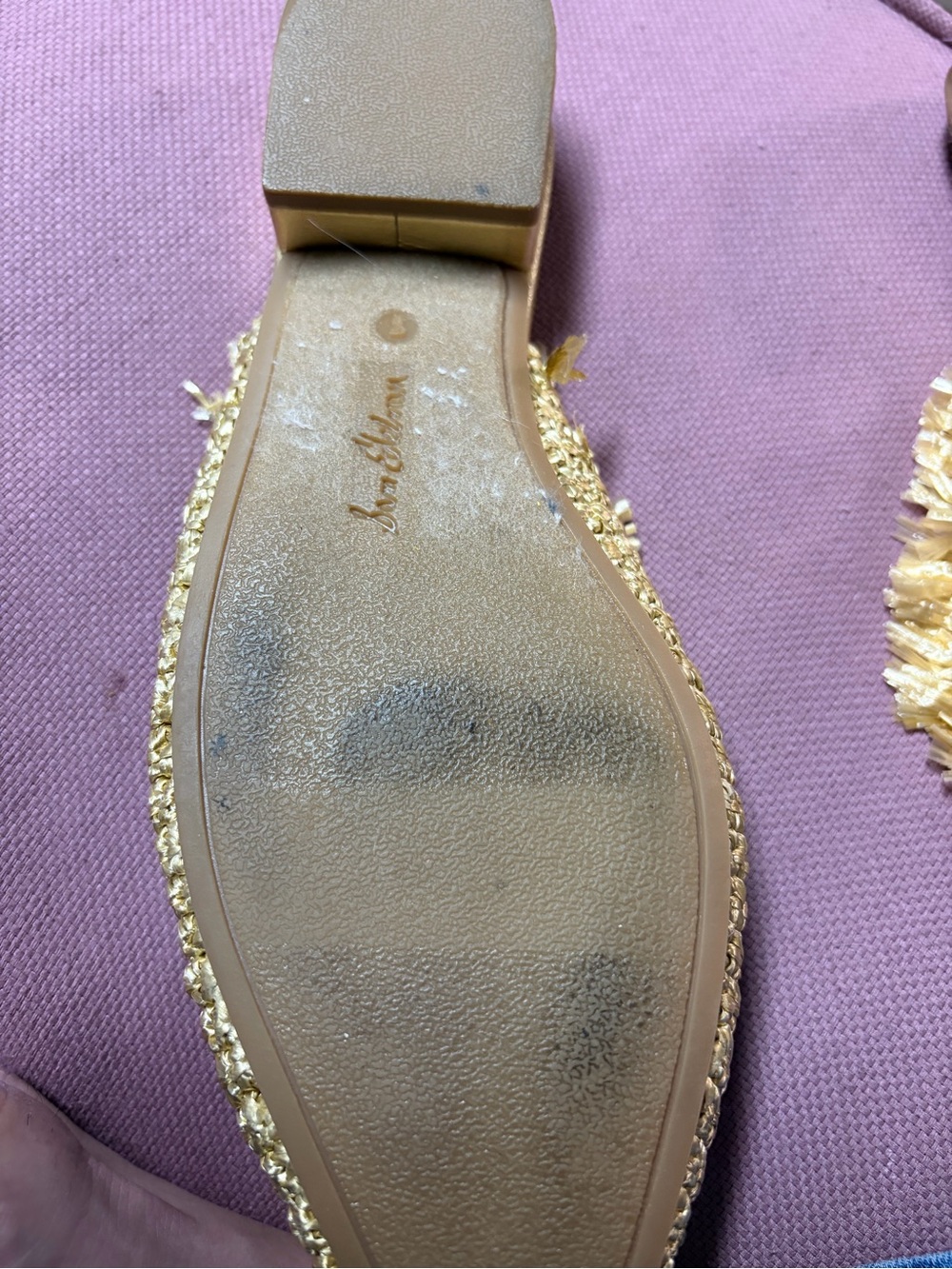 Sam Edelman Gold Raffia Fringe Mules - Picture 3 of 5